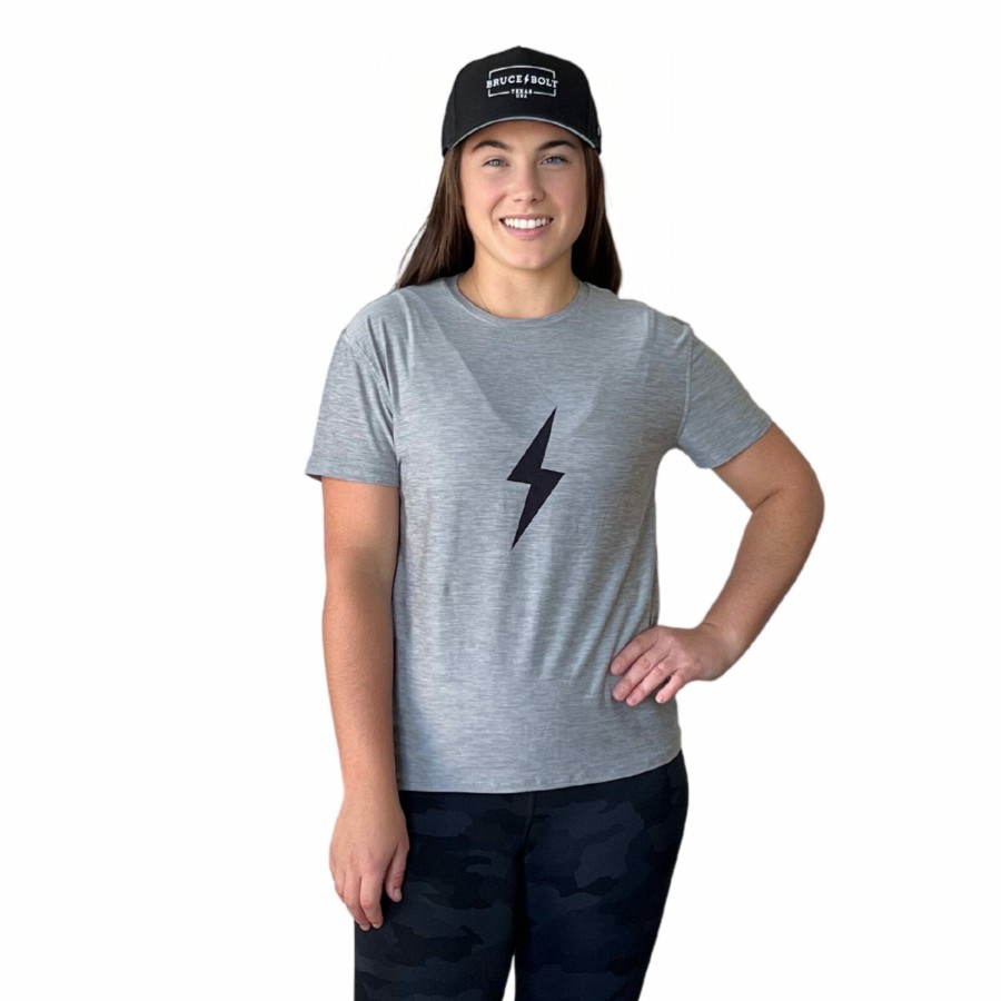 Apparel BRUCE BOLT Premium Tees | Women'S Short Sleeve "Bolt" Supersoft Light Heathered Grey Tshirt